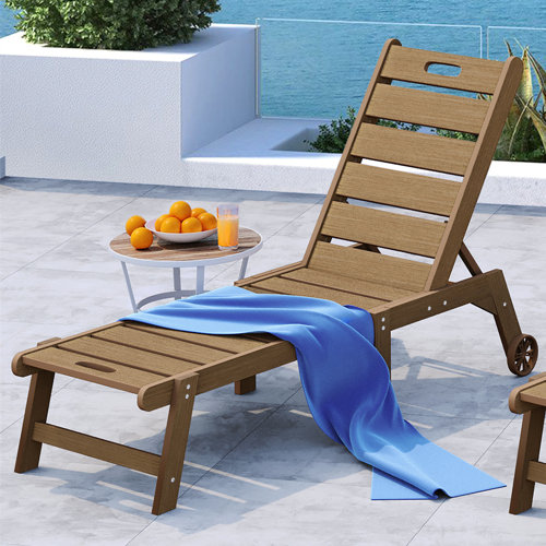 Highland Dunes Totton 77.6" Long Reclining Outdoor Chaise Lounge With Wheels Wayfair